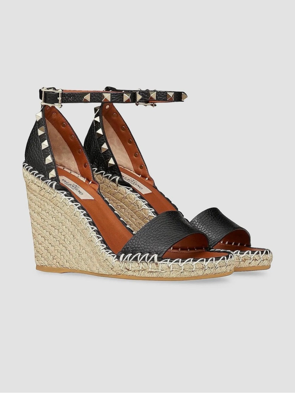 Valentino Garavani
Double Rockstud Grainy Calfskin Wedges 105MM